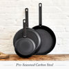 Picture of Merten & Storck Pre-Seasoned Carbon Steel 10" Frying Pan Skillet, Cast Iron Lightweight, Durable, Sear Grill Broil Fry, Indoor Outdoor Cooking, Easy to Clean, Oven Safe, Induction, Steel Handle, Black