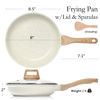 Picture of ESLITE LIFE Nonstick Ceramic Frying Pan Skillet with Lid, Non-Toxic Egg Omelette Kitchen Cooking Pans Compatible with All Stovetops (Gas, Electric & Induction), PTFE & PFOA Free (White, 8" w/Lid)