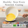 Picture of ESLITE LIFE Nonstick Ceramic Frying Pan Skillet with Lid, Non-Toxic Egg Omelette Kitchen Cooking Pans Compatible with All Stovetops (Gas, Electric & Induction), PTFE & PFOA Free (White, 8" w/Lid)