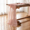 Picture of Keketo Blush Pink Valentine's Day Table Runner Cheese Cloth Rustic Gauze Cheesecloth Table Runner 120 Inch 10 FT for Wedding Baby Shower Bridal Shower Party Sheer Boho Spring Home Decorations