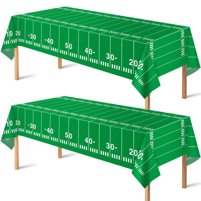 Picture of OHOME Football Party Decorations - Superbowl Party Decorations 2025 - Disposable Tablecloth Plastic Table Covers for Football Game Birthday Superbowl Parties Decor Supplies 54" X 108",2 Pack