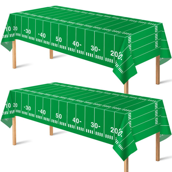 Picture of OHOME Football Party Decorations - Superbowl Party Decorations 2025 - Disposable Tablecloth Plastic Table Covers for Football Game Birthday Superbowl Parties Decor Supplies 54" X 108",2 Pack