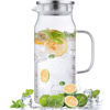 Picture of 2 Liter 68 oz Glass Pitcher with Lid and Spout, Bivvclaz Water Pitcher for Fridge, Glass Carafe for Hot/Cold Water, Large Iced Tea Pitcher for Coffee, Juice and Homemade Beverage