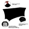 Picture of IVAPUPU 2 Pack 6FT Table Cloth for Rectangular Fitted Events Stretch Black Table Covers Washable Table Cover Spandex Tablecloth Table Protector for Party, Wedding, Cocktail, Banquet, Festival