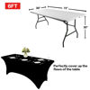 Picture of IVAPUPU 2 Pack 6FT Table Cloth for Rectangular Fitted Events Stretch Black Table Covers Washable Table Cover Spandex Tablecloth Table Protector for Party, Wedding, Cocktail, Banquet, Festival
