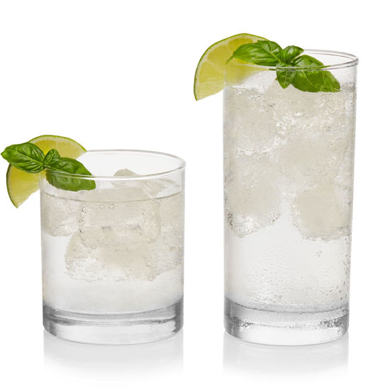 Picture of Libbey Province Tumbler and Rocks Glass Set, Elegant Drinkware Glasses Set, Tall Drinking Glasses with Modern Lines, Drinking Glasses Set of 16