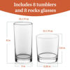 Picture of Libbey Province Tumbler and Rocks Glass Set, Elegant Drinkware Glasses Set, Tall Drinking Glasses with Modern Lines, Drinking Glasses Set of 16