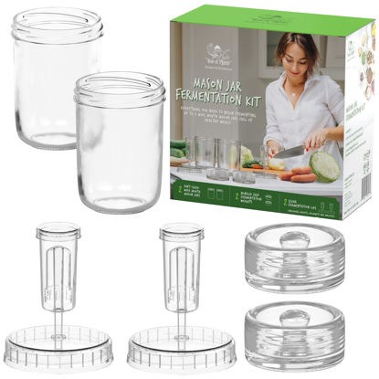 Picture of Year of Plenty Ferment Kit - 2 Fermenting Mason Jars, 2 Fermentation Weights & 2 Fermenting Lids