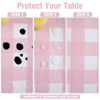 Picture of Kesfey 3 Packs Pink Gingham Tablecloth Pink and White Checkered Tablecloths 54 x 108 Inches Disposable Plastic Gingham Tablecovers Waterproof Rectangle Picnic Table Covers for Birthday Party Supplies