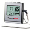 Picture of ThermoPro TP16 Large LCD Digital Cooking Food Meat Thermometer for Smoker Oven Kitchen BBQ Grill Thermometer Clock Timer with Stainless Steel Temperature Probe