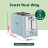 Picture of BELLA 2 Slice Toaster with Auto Shut Off - Extra Wide Slots & Removable Crumb Tray and Cancel, Defrost & Reheat Function - Toast Bread, Bagel & Waffle, Aqua