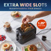 Picture of Elite Gourmet ECT1027B Cool Touch Toaster with 6 Temperature Settings & Extra Wide 1.25" Slots for Bagels, Waffles, Specialty Breads, Puff Pastry, Snacks, ETL Certified, 2 Slices, Black