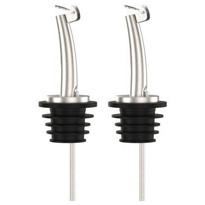 Picture of 2 Pcs Oil Spout Liquor Bottle Pourer Spouts Stainless Steel Speed Pour Spouts Olive Oil Dispenser Spout for About 3/4" Bottle Mouth, with Flip Top