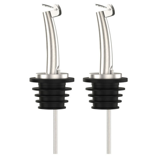 Picture of 2 Pcs Oil Spout Liquor Bottle Pourer Spouts Stainless Steel Speed Pour Spouts Olive Oil Dispenser Spout for About 3/4" Bottle Mouth, with Flip Top
