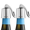 Picture of WOTOR Stainless Steel Wine Bottle Stoppers with Silicone - Reusable Wine Saver and Decorative Bottle Sealer, Leakproof, Keep Fresh, Silver, 2 Pack