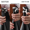 Picture of WOTOR Champagne&Wine Bottle Stoppers Stainless Steel with Food Grade Silicone, Leak Proof Keep Fresh Reusable Saver, Cork Suitable for Wine, Champagne, Cava, Prosecco and Sparkling (2 Pack Silver）