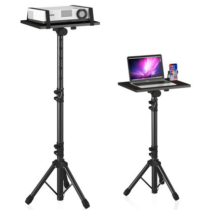 Picture of DECOSIS Projector Stand Tripod from 23" to 46", Laptop Tripod Stand Height Adjustable with Gooseneck Phone Holder, Laptop Floor Stand for Office, Home, Stage, Studio, DJ Racks Holder Mount