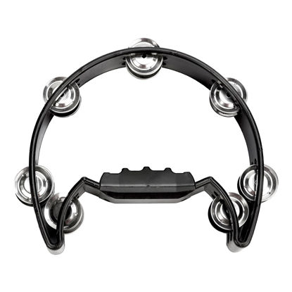 Picture of Soulmate Tambourine Metal Jingles Hand Held Percussion Half-Moon Single Row Tambourine for Kids Adult Musical Instrument Gift for KTV, Party, Black