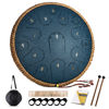 Picture of HOPWELL Steel Tongue Drum - 14 Inch 15 Note Tongue Drum - Hand Pan Drum with Music Book, Handpan Drum Mallets and Carry Bag, D Major (Navy Blue)