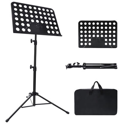 Picture of 1/2/3 Pack Sheet Music Stand, Adjustable Music Stand with Carrying Bag, Professional Music Book Holder Music Sheet Clip Holder for Guitar, Ukulele, Violin Players(Standard Version, 1 Pack)