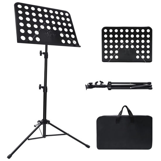 Picture of 1/2/3 Pack Sheet Music Stand, Adjustable Music Stand with Carrying Bag, Professional Music Book Holder Music Sheet Clip Holder for Guitar, Ukulele, Violin Players(Standard Version, 1 Pack)
