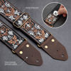 Picture of Nefelibata Guitar Strap,Jacquard Embroidery Cotton Guitar Straps with Crazy Horse Leather Ends for Bass, Electric & Acoustic, Best Gifts for Kids, Guitarists(Retro Brown Flower)