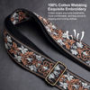 Picture of Nefelibata Guitar Strap,Jacquard Embroidery Cotton Guitar Straps with Crazy Horse Leather Ends for Bass, Electric & Acoustic, Best Gifts for Kids, Guitarists(Retro Brown Flower)