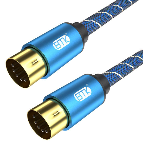 Picture of EMK 5-Pin DIN MIDI Cable Male to Male Midi Cables Compatible with MIDI Keyboard/Synthesizer/Guitar Multi Effects/Audio Interface/Audio Mixer/Audio Amplifier/External Sound Card (10Feet/3m)