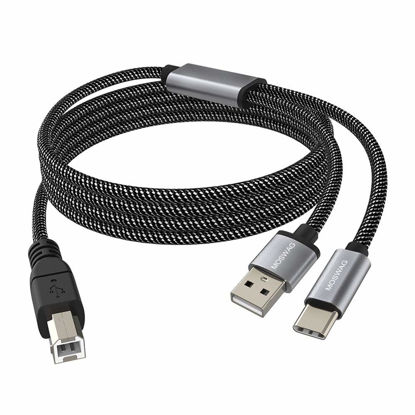 Picture of MOSWAG 2in1 USB Printer Cable 3.28FT/1M with USB C to MIDI Cable Printer Cable,USB MIDI Cable USB C to USB B MIDI Cable,Cable,Compatible with Music Instrument,Piano,Midi Keyboard,USB Microphone