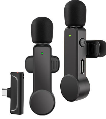 Picture of NPTCL 2 Pack Lavalier Microphone USB C Wireless Lav Mic for Android Phone Noise Canceling Mini Lapel Mic Type C for iPhone 15/16 (USB-C) Video Recording Vlog