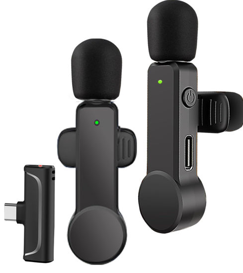 Picture of NPTCL 2 Pack Lavalier Microphone USB C Wireless Lav Mic for Android Phone Noise Canceling Mini Lapel Mic Type C for iPhone 15/16 (USB-C) Video Recording Vlog