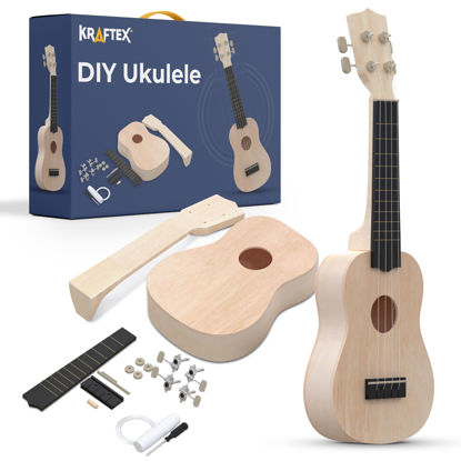 Picture of DIY Ukulele Kit Soprano (21inch) Build Your Own Guitar Kit with our Ukuleles Guitar Build Kit. DIY Ukelele Kit has 33 Pieces for all DIY Guitar needs. Guitar diy kit great to Build Your Own Ukulele