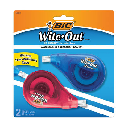 Picture of BIC Wite-Out Brand EZ Correct Correction Tape, 39.3 Feet, 2-Count Pack of white Correction Tape, Fast, Clean and Easy to Use Tear-Resistant Tape Office or School Supplies