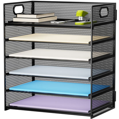 Picture of Marbrasse 6 Tier Paper Organizer Letter Tray - Mesh Desk File Organizer with Handle, Paper Sorter Organizer for Letter/A4 Office File Folder Holder - Black