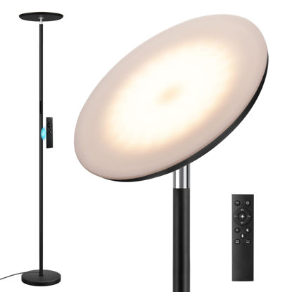 Picture of PreeOtti Modern LED Floor Lamp - Remote & Touch Control, 40W/2400LM Sky Torchiere Standing Lamp, Fully Dimmable, 3 Color Temperatures, Ideal for Living Room & Bedroom, Easy to Assemble