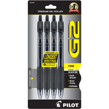 Picture of Pilot, G2 Premium Gel Roller Pens, Fine Point 0.7 mm, Black, Pack of 4