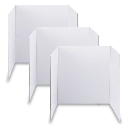 Picture of LonlyEagle Trifold Poster Board, 24" x 16", 3-Pack, White Corrugated Project Boards for Science Fairs, School Projects, Event Displays, and Business Presentations