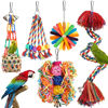 Picture of Bird Toys Bird Rope Perch with Bell Colorful Bird Chewing Shredding Foraging Toys Parakeet Toy Parrot Swing Climbing Standing Hanging Toys Bird Cage Accessories for Conure Cockatiel Budgies Lovebird