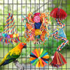 Picture of Bird Toys Bird Rope Perch with Bell Colorful Bird Chewing Shredding Foraging Toys Parakeet Toy Parrot Swing Climbing Standing Hanging Toys Bird Cage Accessories for Conure Cockatiel Budgies Lovebird
