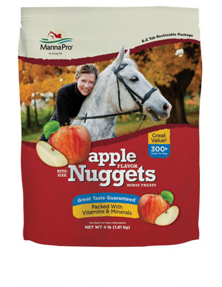 Picture of Manna Pro Bite-Size Nuggets for Horses - Pocket Sized Training Horse Treats - Apple Flavored Treats - Packs with Vitamins & Minerals- Great Taste Guaranteed - 4lbs