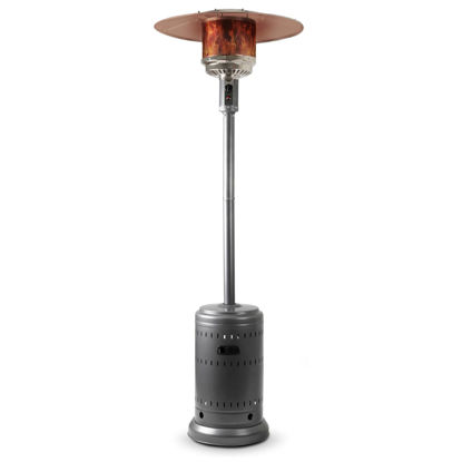 Picture of Amazon Basics 46,000 BTU Outdoor Propane Patio Heater with Wheels, Commercial & Residential, Slate Gray, with water tank, 32.1 x 32.1 x 91.3 inches (LxWxH)