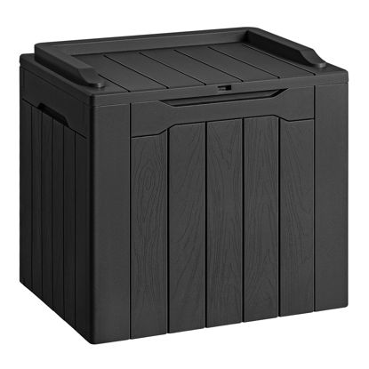 Picture of Devoko 30 Gallon Resin Deck Box Outdoor Indoor Waterproof Storage Box for Patio Furniture Pool Accessories Storage for Cushion Garden Tools (30 Gallon, Black)