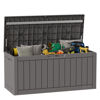 Picture of EAST OAK Outdoor Storage Box, 90 Gallon Deck Box, Waterproof Resin Storage Bin for Patio Cushions, Gardening Tools, Lockable, UV Resistant, Grey