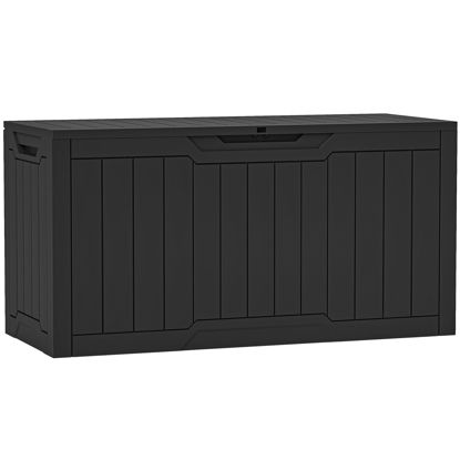Picture of YITAHOME 80 Gallon Resin Deck Box, Outdoor Lockable Storage Box for Patio Furniture, Waterproof Patio Deck Box for Cushions, Pool Supplies, Sports Equipment and Garden Tools, Black