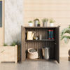 Picture of Mrosaa Indoor Outdoor Storage Cabinet Waterproof with 1 Shelf, Plastic Outdoor Storage Cabinets for Patio/Garden/Backyard, Size 34.3''L*15''W*36.2''H(Brown)