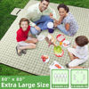 Picture of ZAZE Extra Large Picnic Outdoor Blanket, 80''x80'' Waterproof Foldable Blankets Gingham Picnic Mat for Beach, Camping Grass Lawn Park Accessories Cute Couple Gifts Ideas Wedding Registry(Green White)