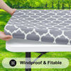 Picture of Smiry Rectangle Picnic Table Cover, Waterproof Elastic Fitted Camping Tablecloths for 6 Foot Tables, Wipeable Flannel Backed Vinyl Tablecloth Protector for Indoor, Outdoor (Grey, 30x72 Inches)