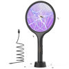Picture of YISSVIC Electric Fly Swatter 4000V Bug Zapper Racket Dual Modes Mosquito Killer with Purple Mosquito Light Rechargeable for Indoor Home Office Backyard Patio Camping