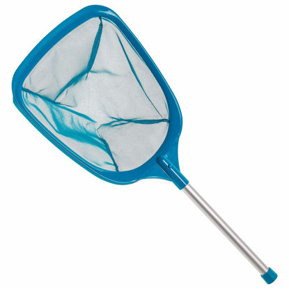 Picture of U.S. Pool Supply Professional Spa, Hot Tub, Pool Hand Leaf Skimmer Net with 12" Aluminum Pole - Deep Ultra Fine Mesh Netting Bag Basket, Clean the Finest Debris - Pond Small Kid Kiddie Inflatable Pool