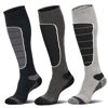 Picture of Merino Wool Ski Socks, Cold Weather Socks for Snowboarding, Snow, Winter, Thermal Knee-high Warm Socks, Hunting, Outdoor Sports (3 Pairs (Black Grey Grey), Large)